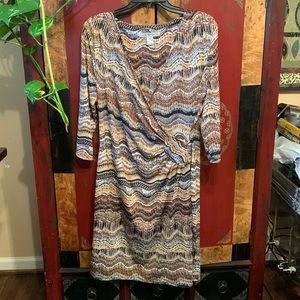 Faux wrap abstract print dress